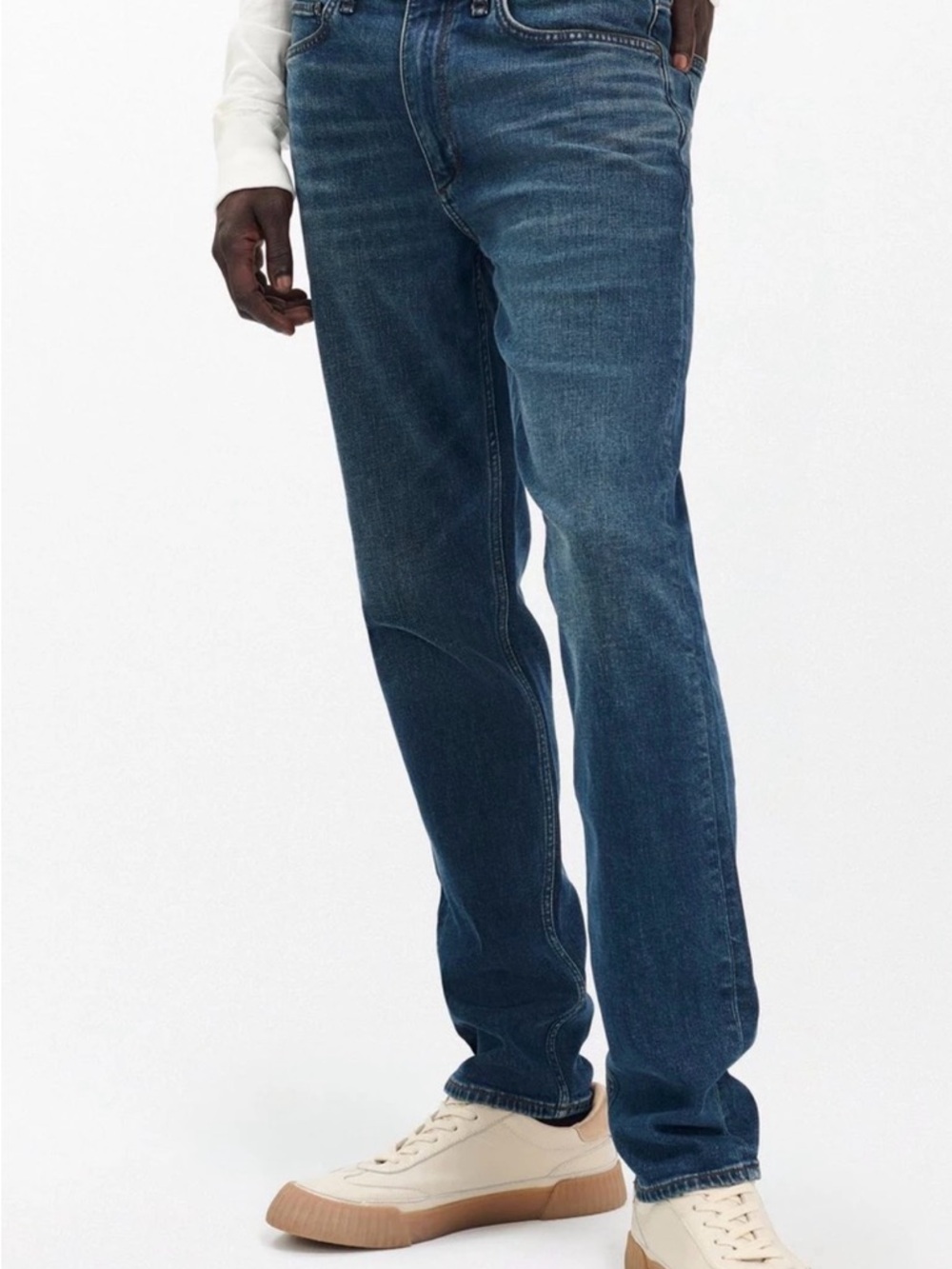 rag & bone straight leg jeans in dark blue wash